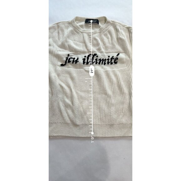Jeu Illimite Logo Knit Sweater in Cream Black - Picture 6 of 7